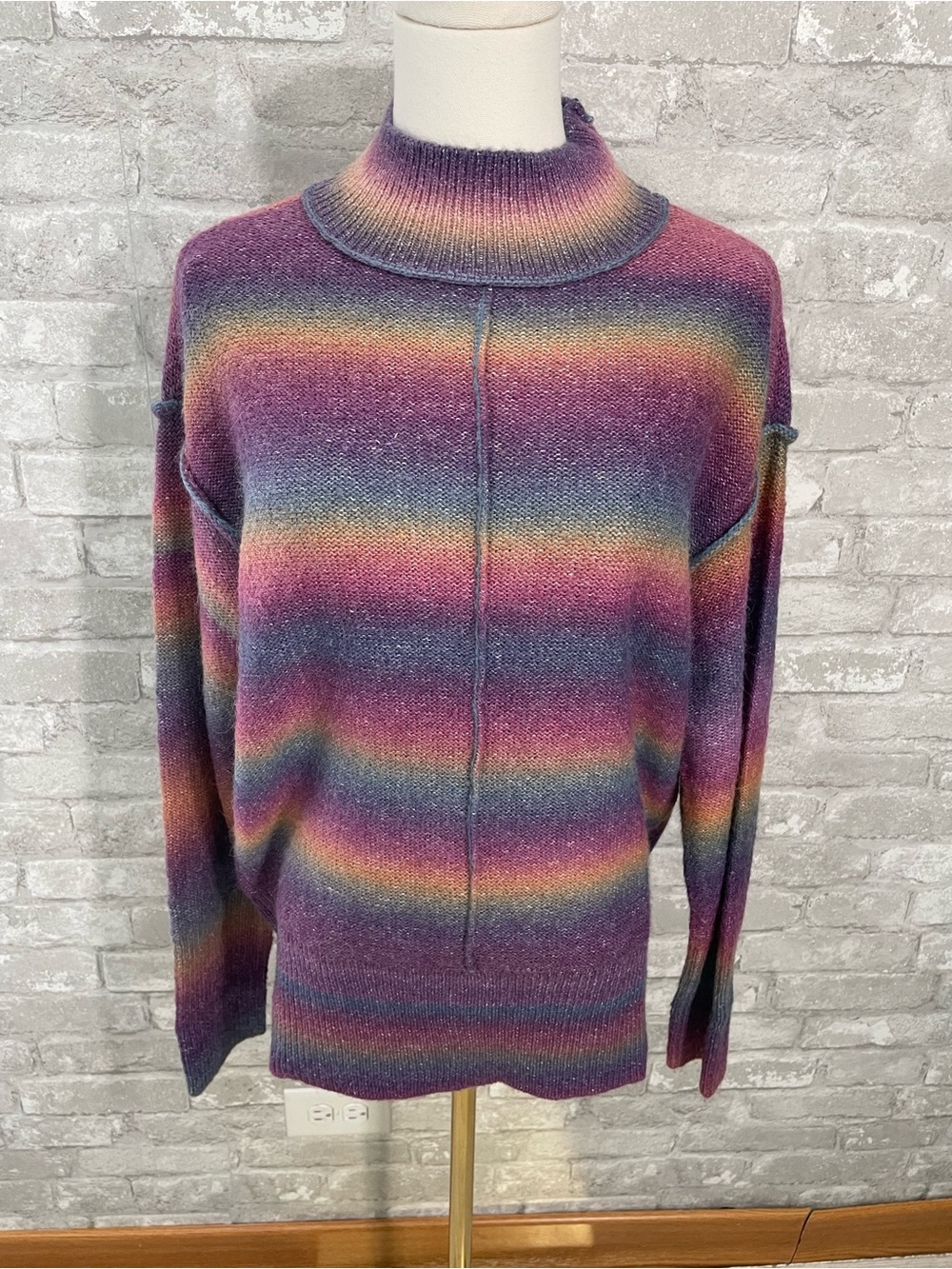 beachlunchlounge rainbow ombre mock neck sweater